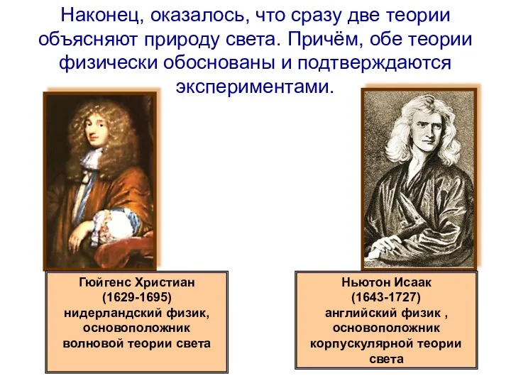 Гюйгенс Христиан (1629-1695) нидерландский физик, основоположник волновой теории света Ньютон