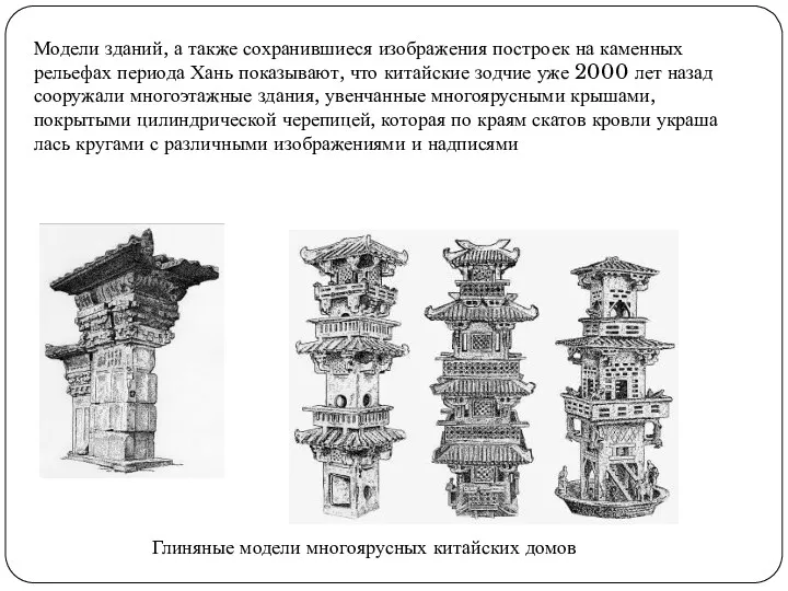 Глиняные модели многоярусных китайских домов Модели зданий, а также сохранившиеся изображения построек на