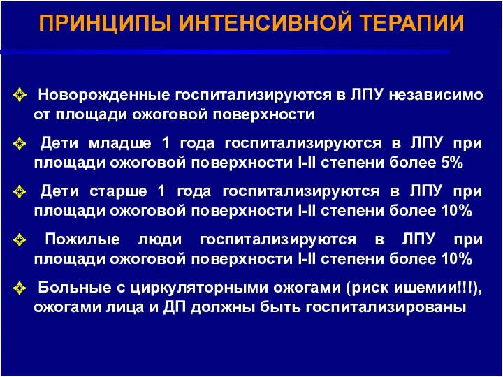 ПРИНЦИПЫ ИНТЕНСИВНОЙ ТЕРАПИИ ПРИНЦИПЫ ИНТЕНСИВНОЙ ТЕРАПИИ Новорожденные госпитализируются в ЛПУ