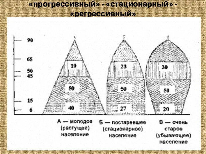 «прогрессивный» - «стационарный» - «регрессивный»