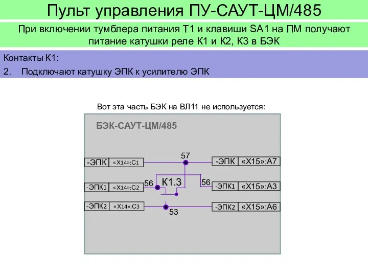 Пульт управления ПУ-САУТ-ЦМ/485 При включении тумблера питания Т1 и клавиши SA1 на ПМ