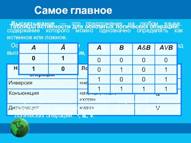 Высказывание — это предложение на любом языке, содержание которого можно