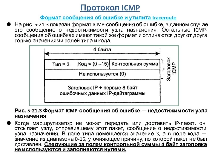 Протокол ICMP Формат сообщения об ошибке и утилита traceroute На