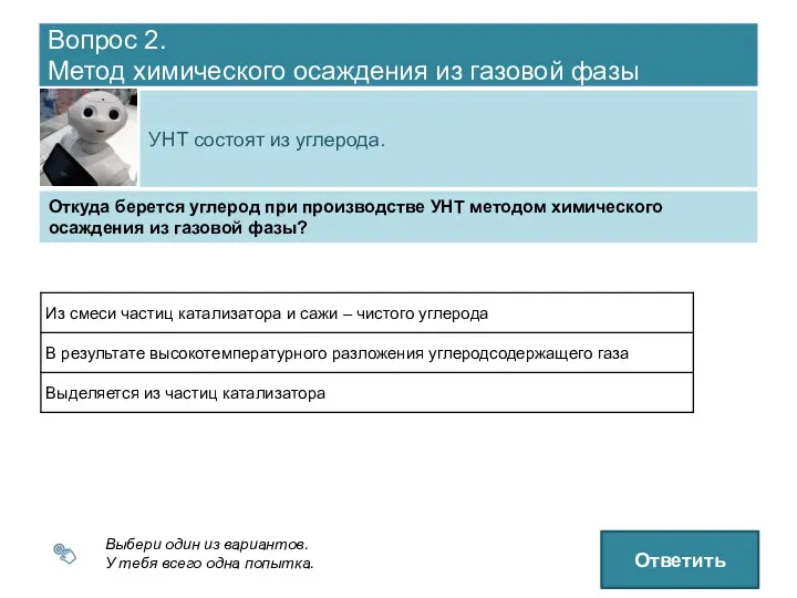 Вопрос 2. Метод химического осаждения из газовой фазы УНТ состоят