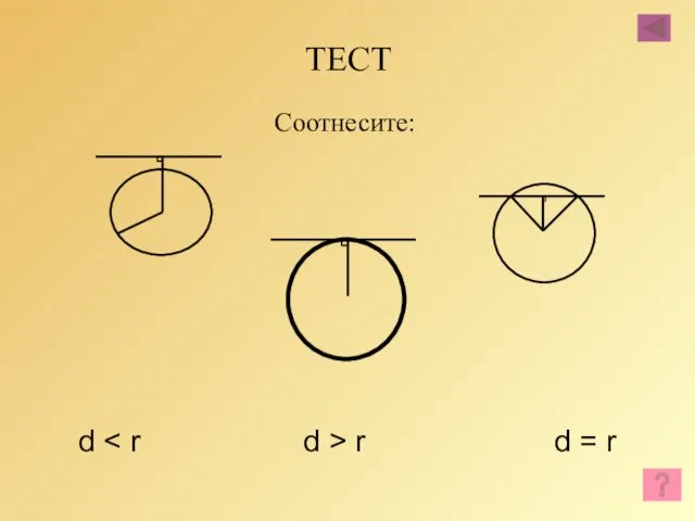 ТЕСТ Соотнесите: d r d = r