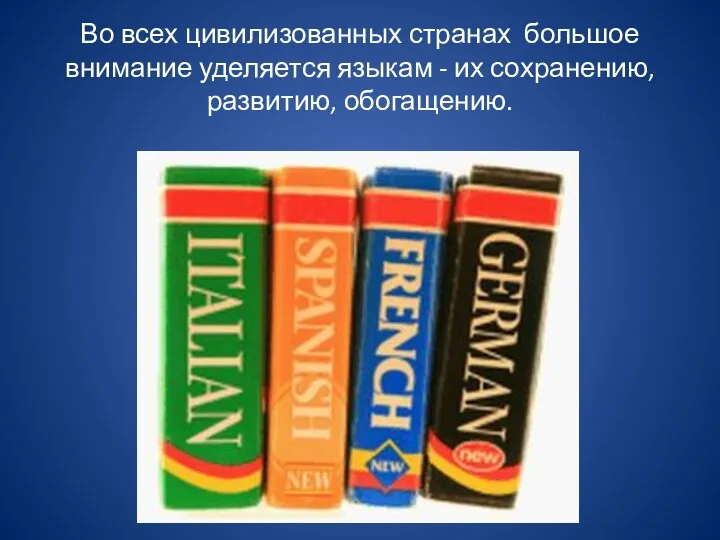 Во всех цивилизованных странах большое внимание уделяется языкам - их сохранению, развитию, обогащению.