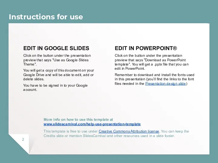 Instructions for use EDIT IN GOOGLE SLIDES Click on the