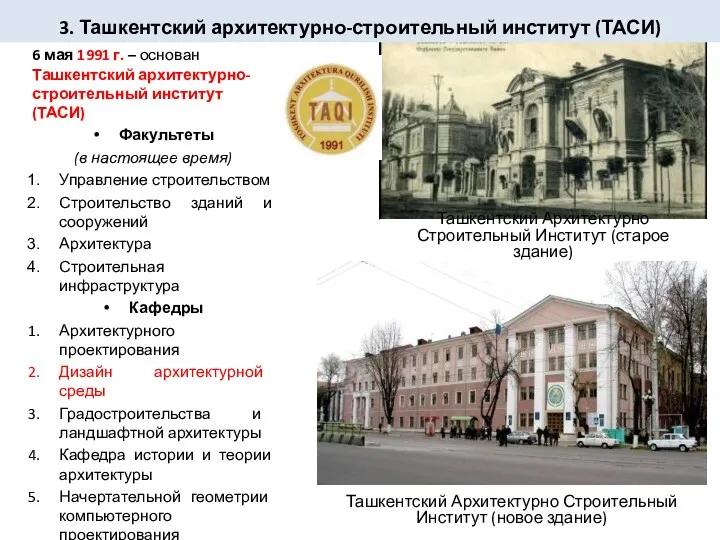 6 мая 1991 г. – основан Ташкентский архитектурно-строительный институт (ТАСИ)