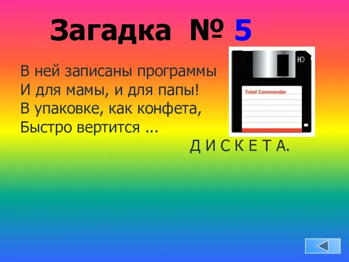 Загадка № 5 В ней записаны программы И для мамы,