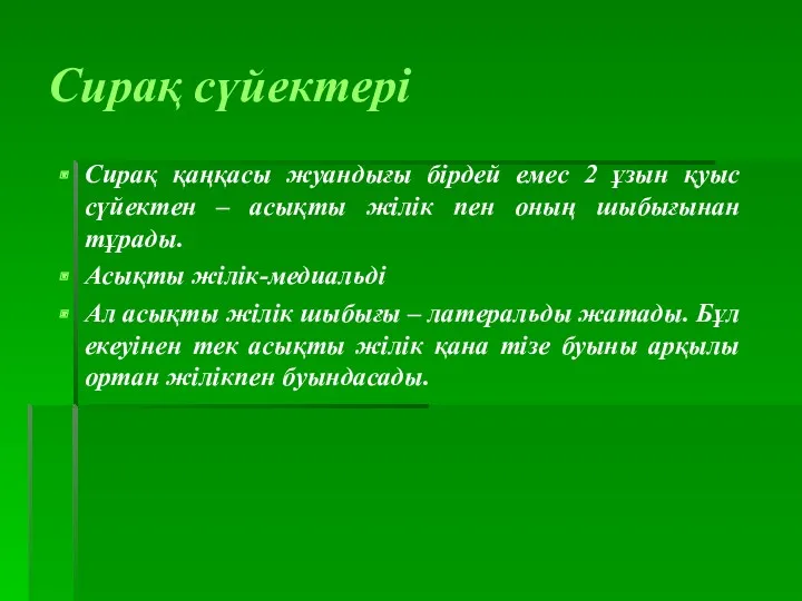 Сирақ сүйектері Сирақ қаңқасы жуандығы бірдей емес 2 ұзын қуыс