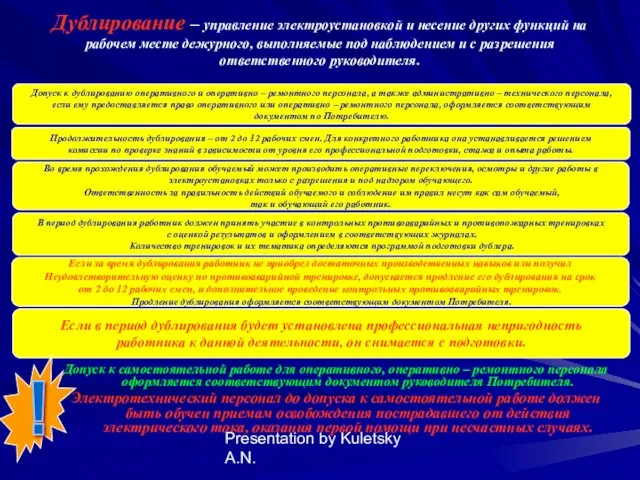 Presentation by Kuletsky A.N. Дублирование – управление электроустановкой и несение других функций на