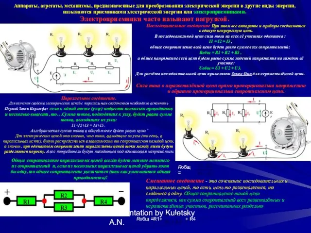 Presentation by Kuletsky A.N. Параллельное соединение. Для изучения свойств электрических цепей с параллельным