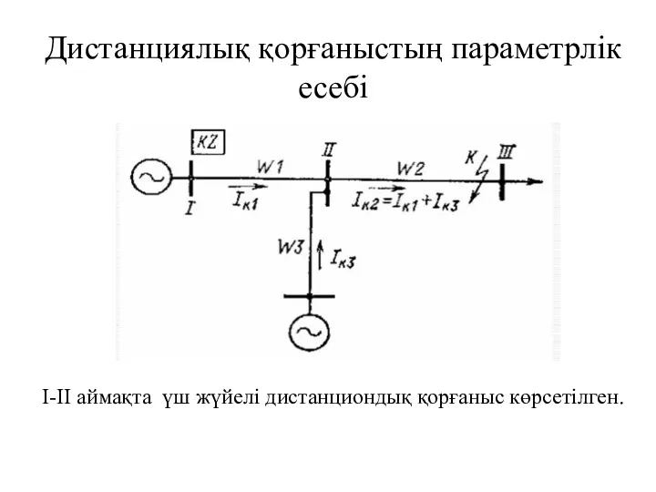 Дистанциялық қорғаныстың параметрлік есебі І-ІІ аймақта үш жүйелі дистанциондық қорғаныс көрсетілген.