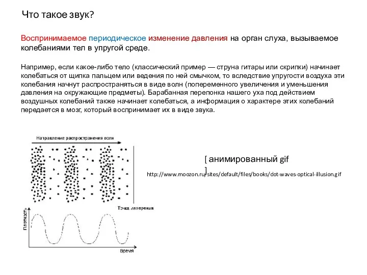 Что такое звук? Воспринимаемое периодическое изменение давления на орган слуха, вызываемое колебаниями тел