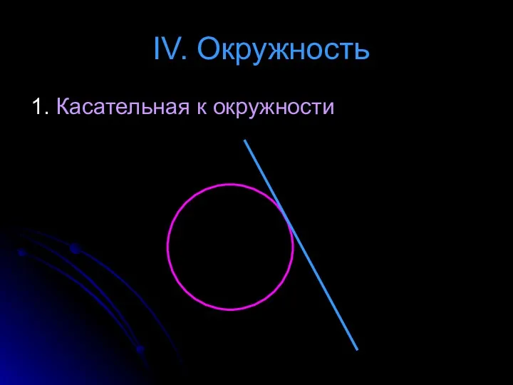 IV. Окружность 1. Касательная к окружности