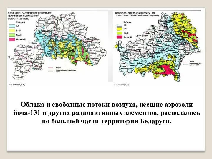 Облака и свободные потоки воздуха, несшие аэрозоли йода-131 и других