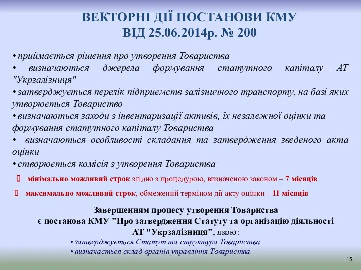 ВЕКТОРНІ ДІЇ ПОСТАНОВИ КМУ ВІД 25.06.2014р. № 200 • приймається