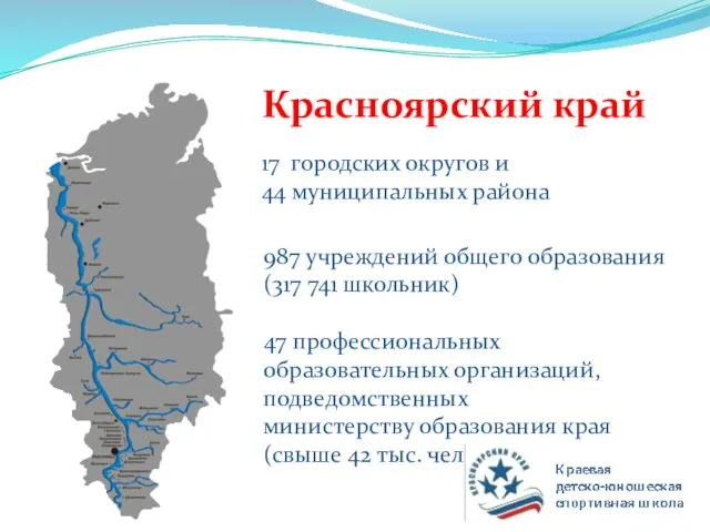 Красноярский край 17 городских округов и 44 муниципальных района 987