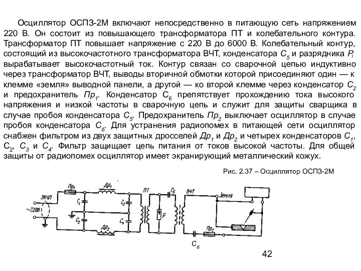 Осциллятор OCПЗ-2M включают непосредственно в питающую сеть напряжением 220 В.