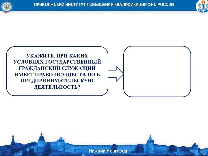 УКАЖИТЕ, ПРИ КАКИХ УСЛОВИЯХ ГОСУДАРСТВЕННЫЙ ГРАЖДАНСКИЙ СЛУЖАЩИЙ ИМЕЕТ ПРАВО ОСУЩЕСТВЛЯТЬ ПРЕДПРИНИМАТЕЛЬСКУЮ ДЕЯТЕЛЬНОСТЬ?