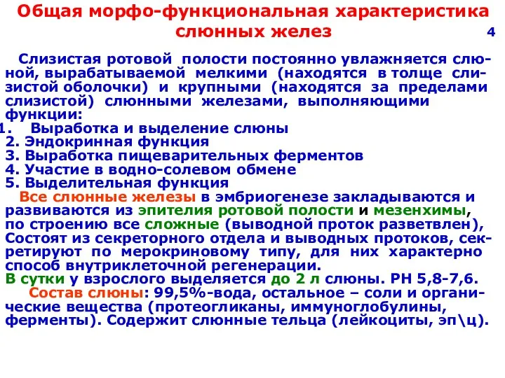 Слизистая ротовой полости постоянно увлажняется слю- ной, вырабатываемой мелкими (находятся