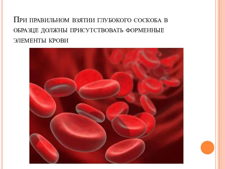 При правильном взятии глубокого соскоба в образце должны присутствовать форменные элементы крови