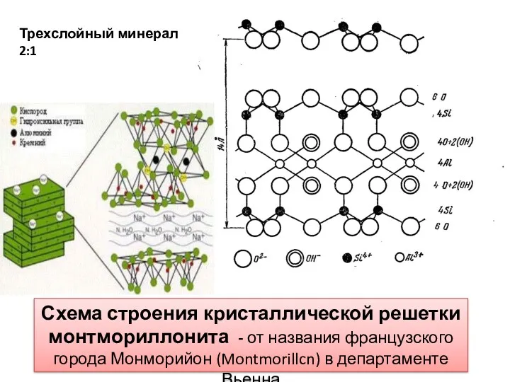 Схема строения кристаллической решетки монтмориллонита - от названия французского города