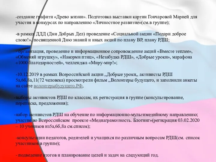 -создание графити «Древо жизни». Подготовка выставки картин Гончаровой Марией для