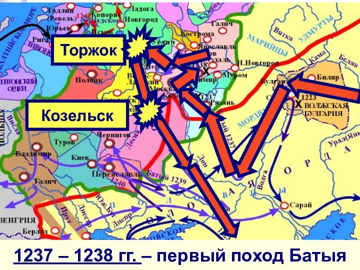 Торжок 1237 – 1238 гг. – первый поход Батыя Козельск