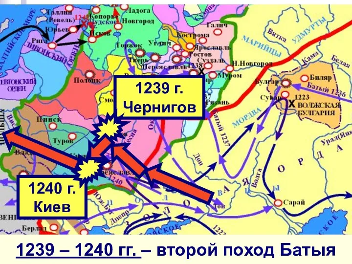 1239 г. Чернигов 1239 – 1240 гг. – второй поход Батыя 1240 г. Киев