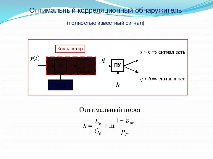 Оптимальный корреляционный обнаружитель (полностью известный сигнал)