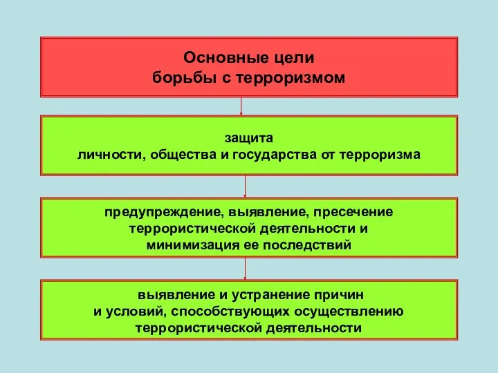 Основные цели борьбы с терроризмом защита личности, общества и государства