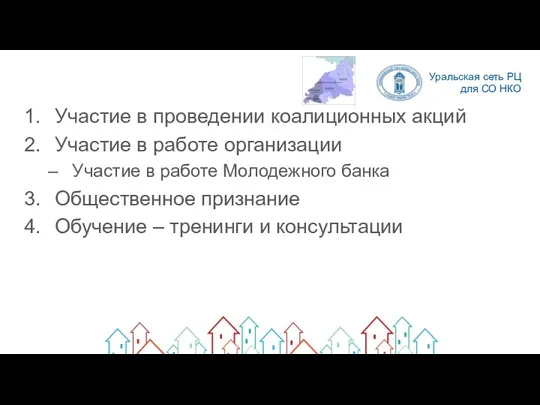 Участие в проведении коалиционных акций Участие в работе организации Участие