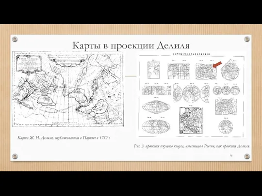 Карты в проекции Делиля Рис. 3. проекция секущего конуса, известная