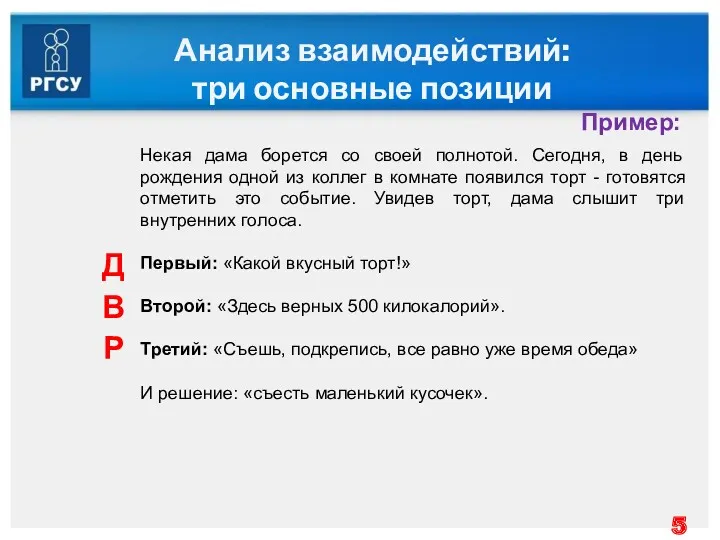 Анализ взаимодействий: три основные позиции Некая дама борется со своей