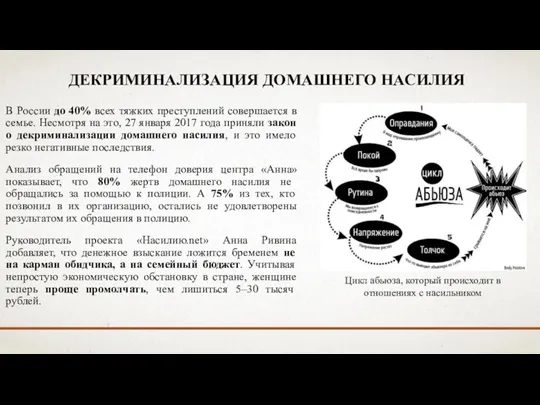 ДЕКРИМИНАЛИЗАЦИЯ ДОМАШНЕГО НАСИЛИЯ В России до 40% всех тяжких преступлений