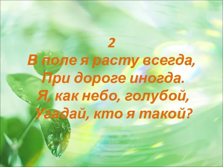 2 В поле я расту всегда, При дороге иногда. Я,