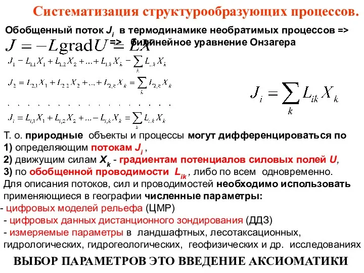 ВЫБОР ПАРАМЕТРОВ ЭТО ВВЕДЕНИЕ АКСИОМАТИКИ Т. о. природные объекты и