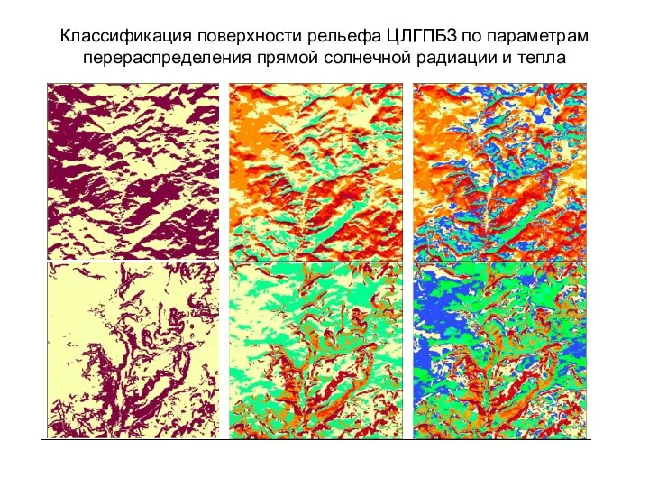 Классификация поверхности рельефа ЦЛГПБЗ по параметрам перераспределения прямой солнечной радиации и тепла