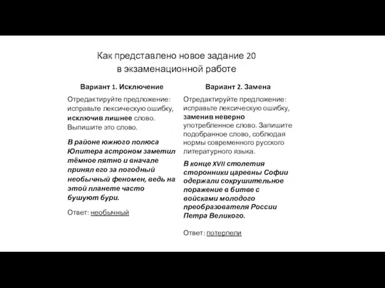 Вариант 1. Исключение Отредактируйте предложение: исправьте лексическую ошибку, исключив лишнее