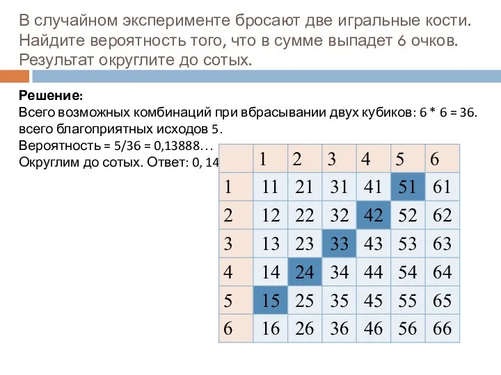 В случайном эксперименте бросают две игральные кости. Найдите вероятность того,