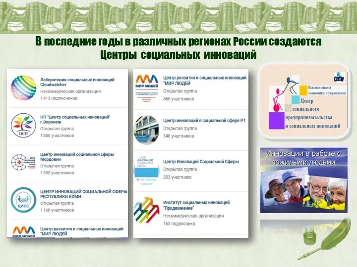 В последние годы в различных регионах России создаются Центры социальных инноваций