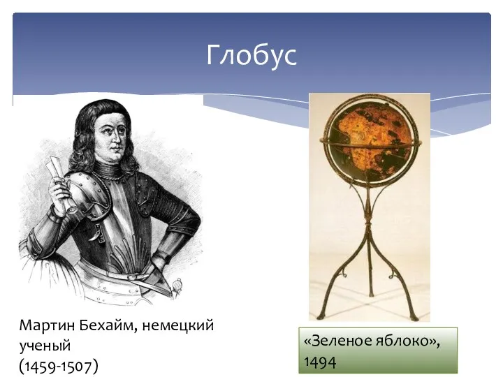 Глобус Мартин Бехайм, немецкий ученый (1459-1507) «Зеленое яблоко», 1494