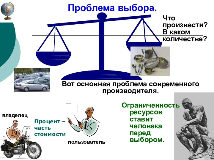 Проблема выбора. Что произвести? В каком количестве? Вот основная проблема