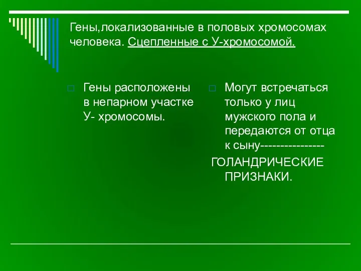 Гены,локализованные в половых хромосомах человека. Сцепленные с У-хромосомой. Гены расположены