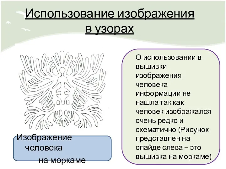 Использование изображения в узорах Изображение человека на моркаме О использовании