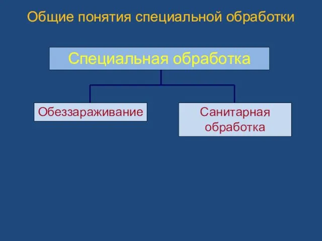 Общие понятия специальной обработки Специальная обработка Обеззараживание Санитарная обработка