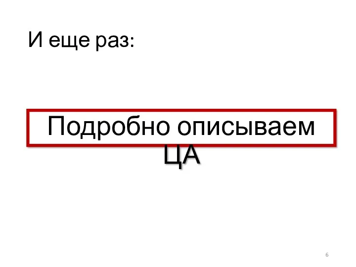 И еще раз: Подробно описываем ЦА