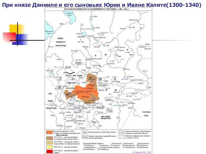 При князе Данииле и его сыновьях Юрии и Иване Калите(1300-1340)