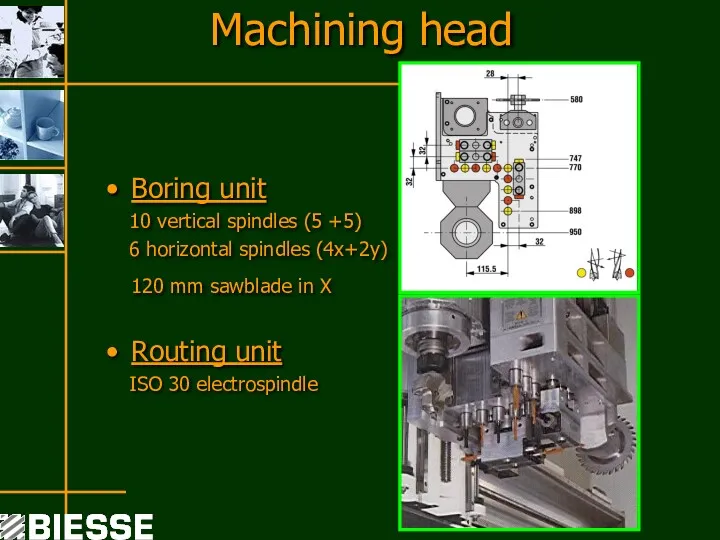 Machining head Boring unit 10 vertical spindles (5 +5) 6